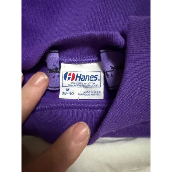 Hanes Sweatshirt Med 38-40 Purple Crew Neck Sleeve Classic Comfy‎ Mermaid Fish - Picture 4 of 4
